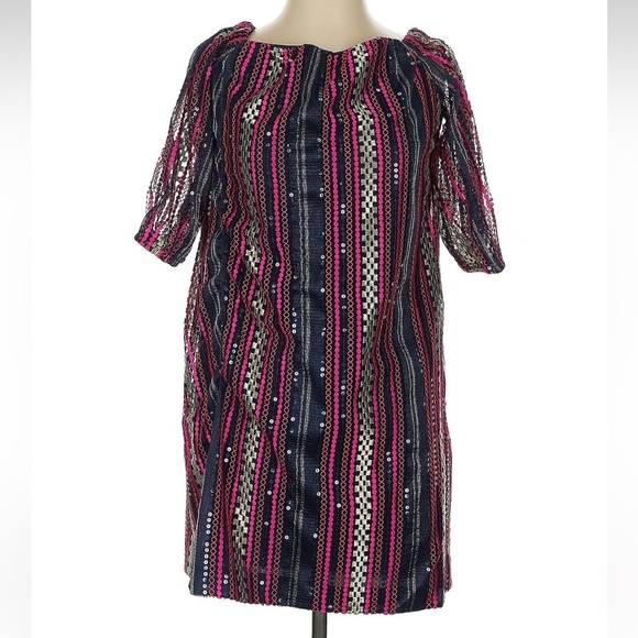 Trina Turk Johanna Embroidered Sequin Mini Off the Shoulder Dress Size 4 NWT - Picture 3 of 8